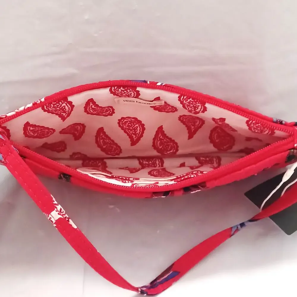 Vera Bradley NWT Red Quilted Bow Mosaic Zip Wristlet Recycled Cotton Wallet - Picture 3 of 8
